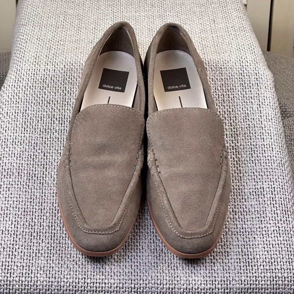 Anthropologie Dolce Vita Beny Beige Vegan Suede Leather Slip On Loafer Flats 7.5